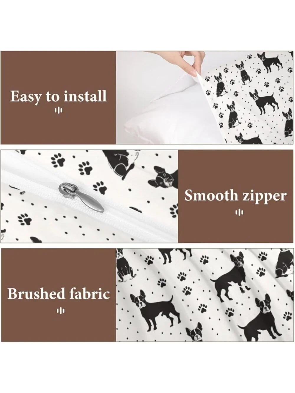 Cozy Boston Terrier Dog Queen Comforter Set - 3-Piece Soft Microfiber Bedding